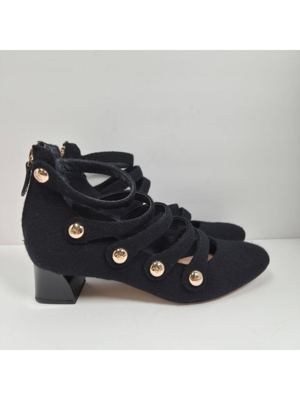 Tory Burch Marisa Women's Black Suede Studded Strappy Heels US Size 10M